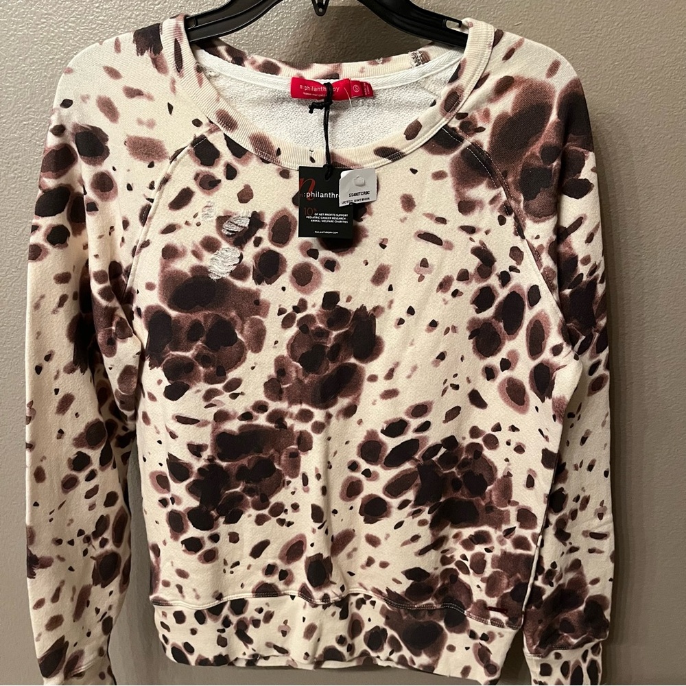 n: PHILANTHROPY Women’s Belize Tie Dye distressed Sweatshirt Size Small NWT